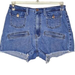 Fashion Nova Women's Blue Wash Denim Summer Vacation Resort Shorts Juniors 13